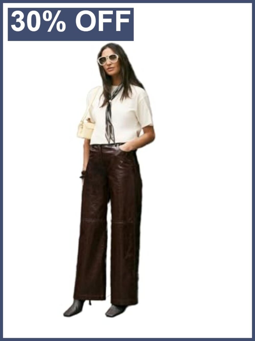 High Shine Vinyl Faux Leather Slouch Pants Straight Wide Leg Trouser